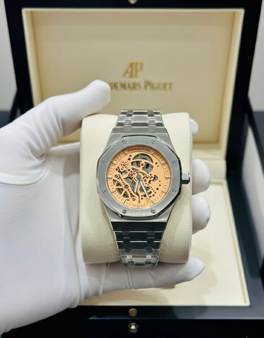 Audemars Piguet – Royal Oak Skeleton / Openworked (Stainless Steel, champagne-tone skeleton dial)