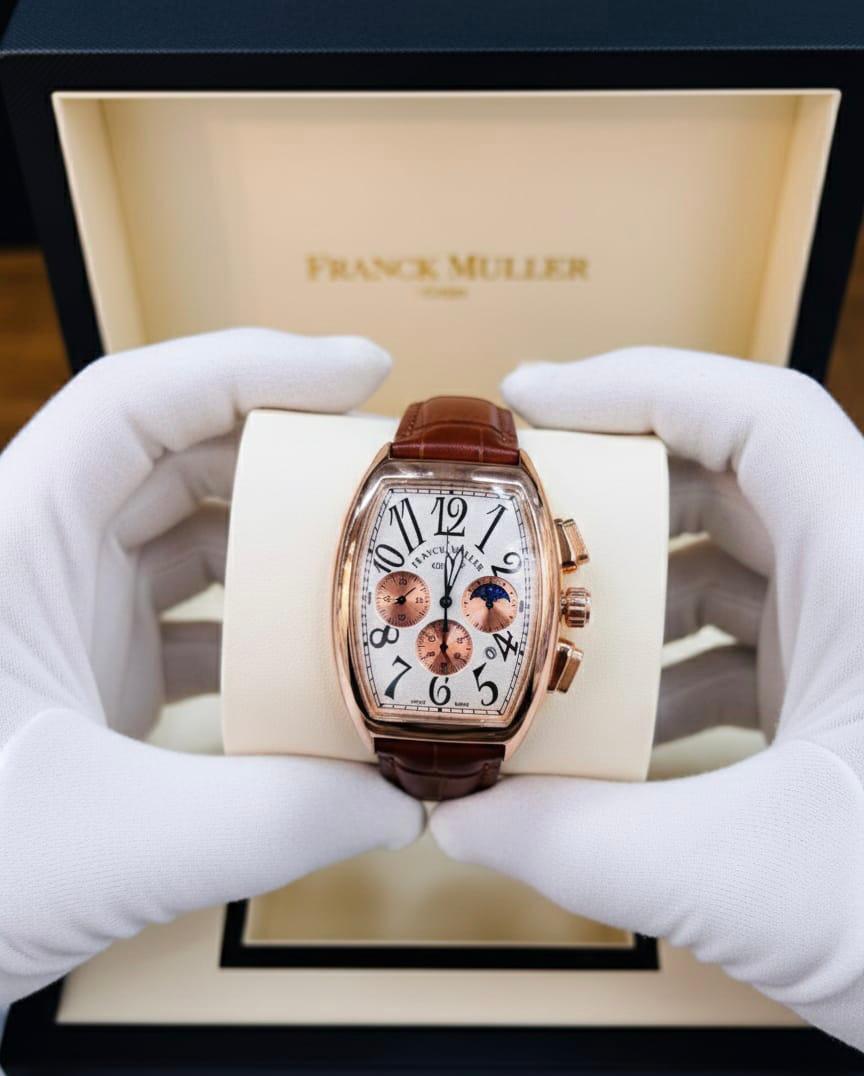 Franck Muller – Cintrée Curvex Chronograph Moonphase – Rose Gold (White Dial)