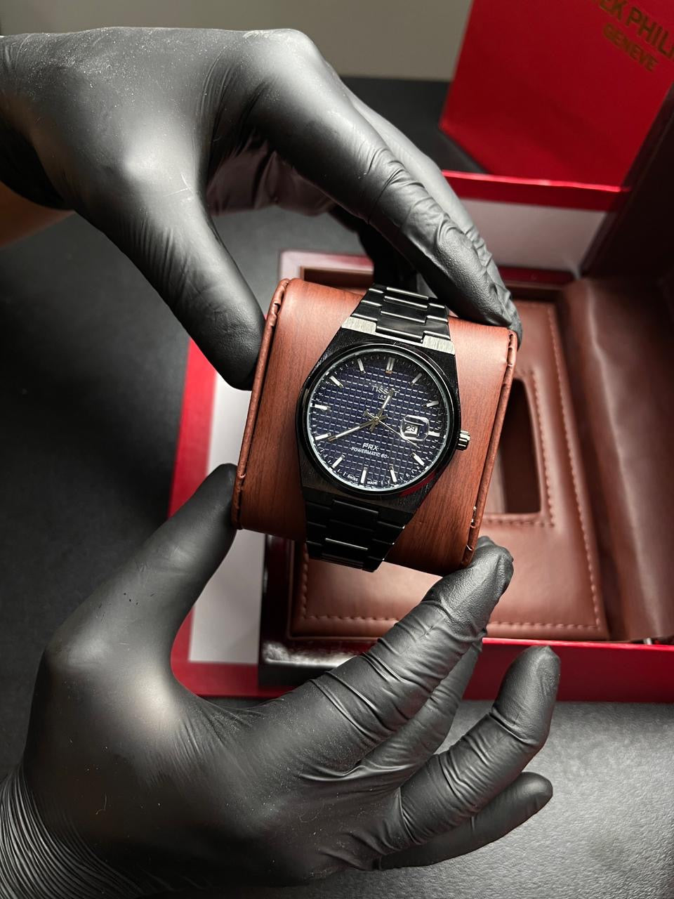 Tissot PRX 1853 | Black Chain | Blue Texture dial | Stainless steel | Date Working