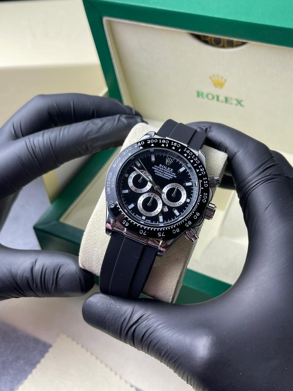 Rolex Daytona Strap Black Bezel Black Dial