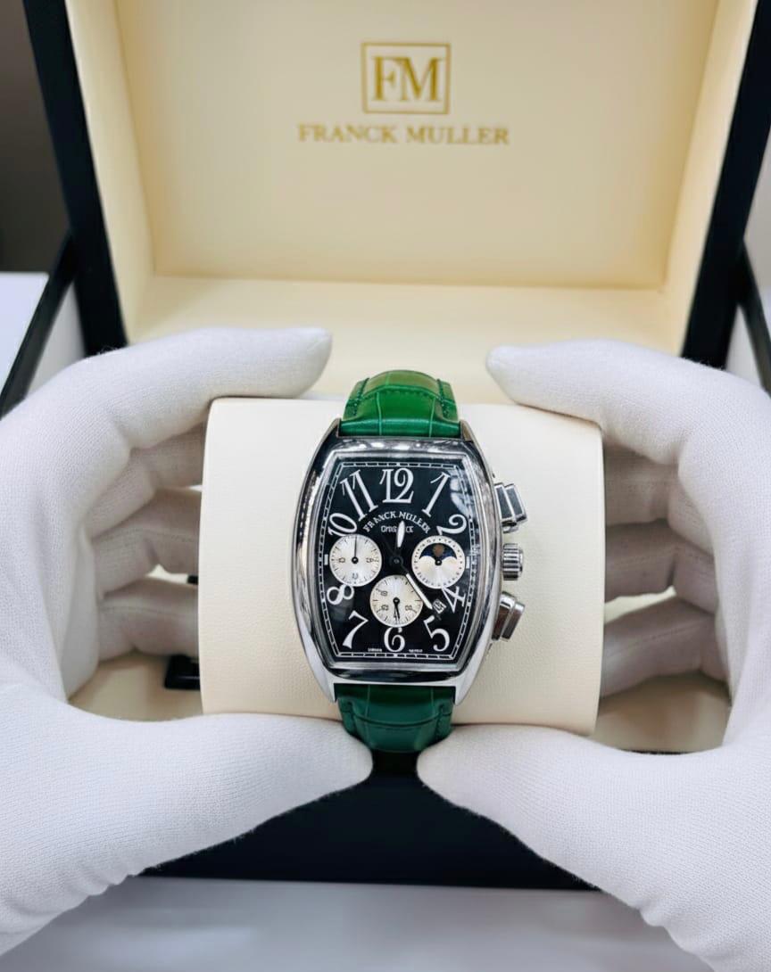 Franck Muller – Cintrée Curvex Chronograph Moonphase – Black Dial, Stainless Steel
